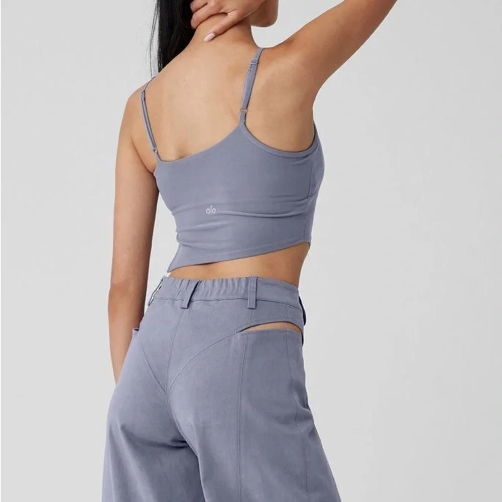 Alo set High-Waist Risk Taker Trouser& Alosoft All Night Tank - Fog - Picture 2 of 12